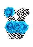 Zebra with Turquoise Flower